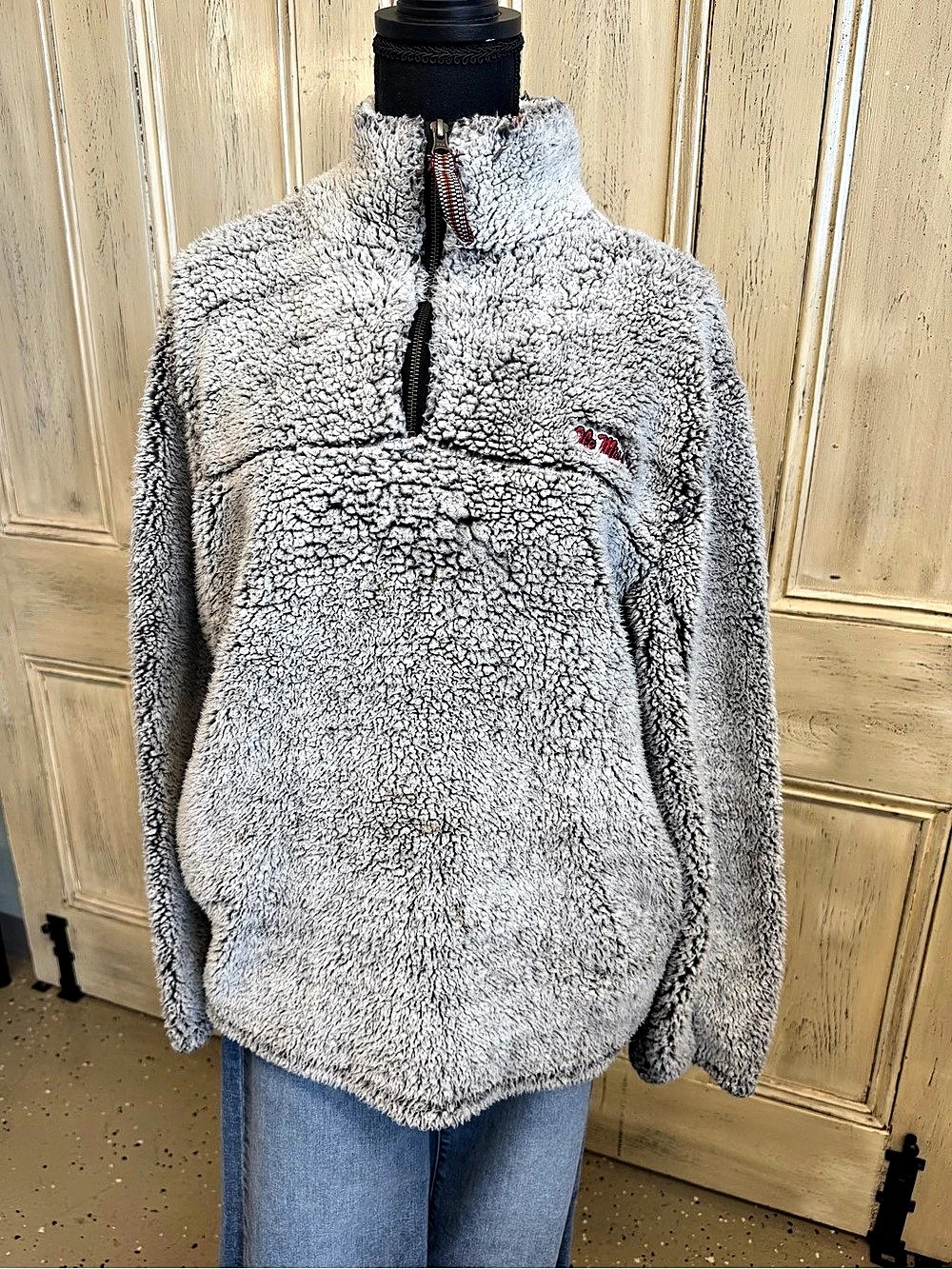 Pressbox Ole Miss Sherpa Pullover Half-Zip GUC Sz Small